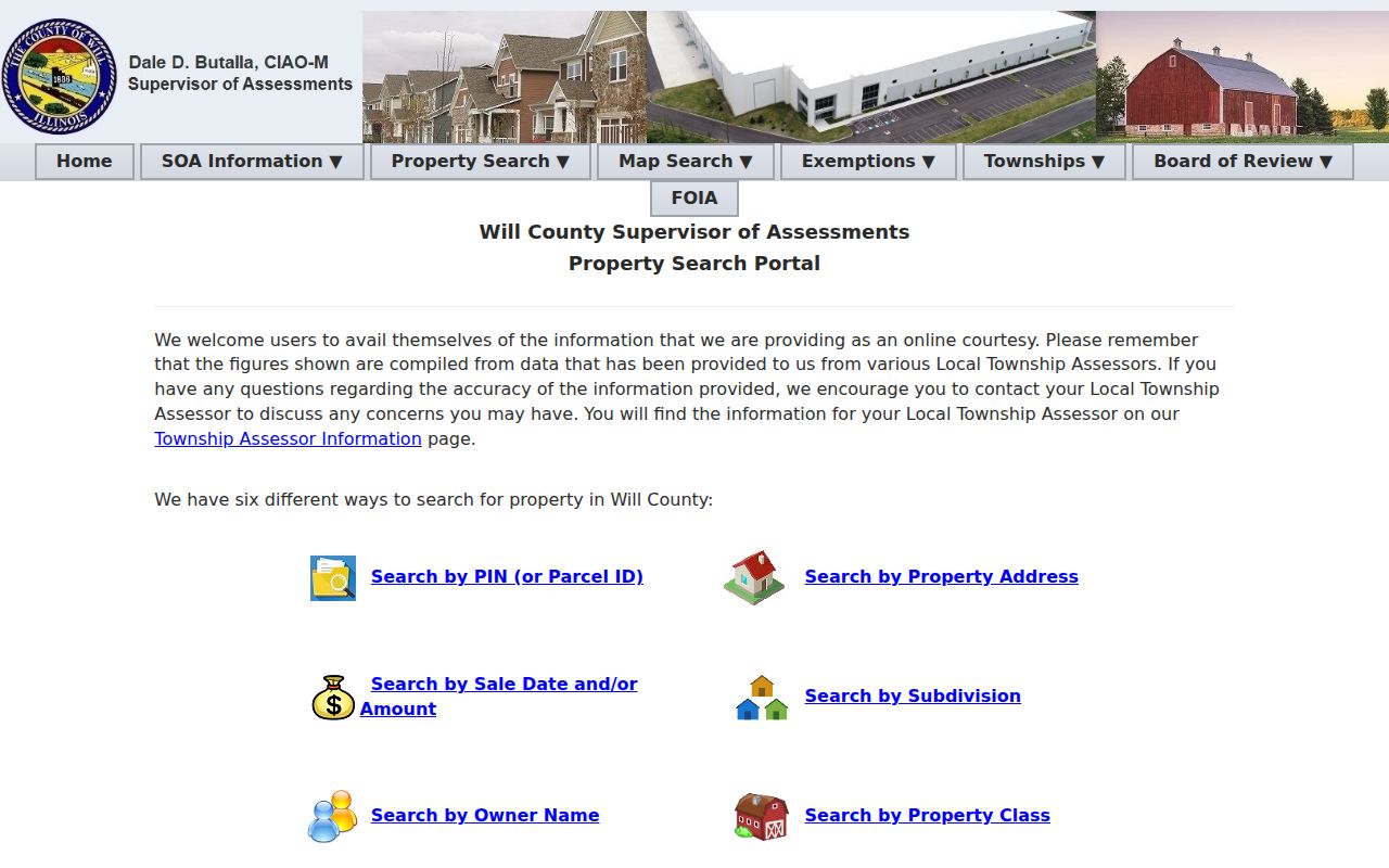 Will County property portal for the Homer Glen residents directory