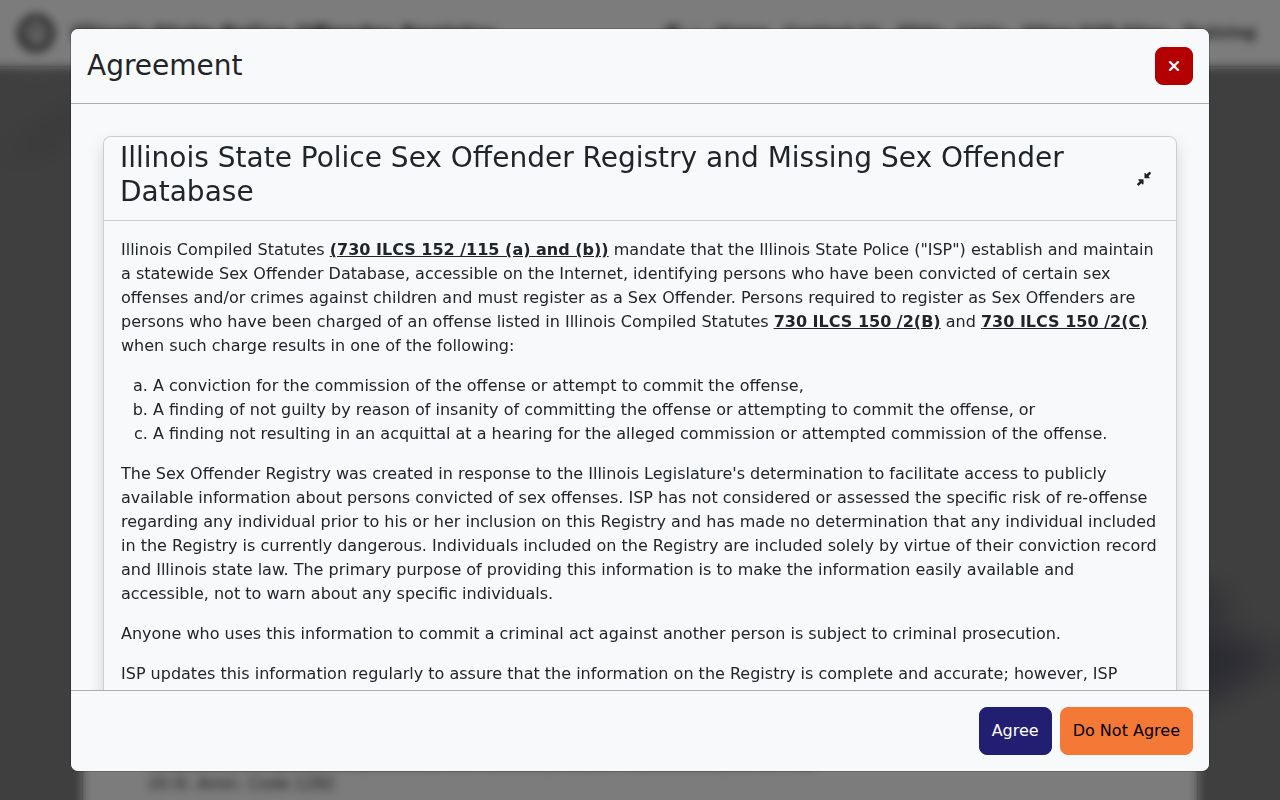Homer Glen resident lookup through the Illinois registry search