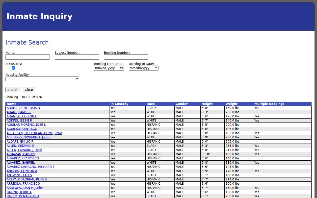 Homer Glen resident lookup at the Will County inmate inquiry
